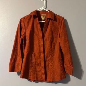 Taylor Investments Gold Label Size 8 Burnt Orange Button-Up Shirt